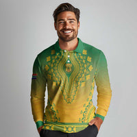 Personalized South Africa African Dashiki Long Sleeve Polo Shirt - Wonder Print Shop