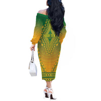 Personalized South Africa African Dashiki Off The Shoulder Long Sleeve Dress - Wonder Print Shop