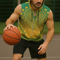 Personalized South Africa African Dashiki Sleeveless Zip Hoodie - Wonder Print Shop