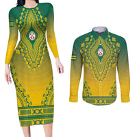 Personalized Togo African Dashiki Couples Matching Long Sleeve Bodycon Dress and Long Sleeve Button Shirt - Wonder Print Shop