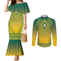 Personalized Togo African Dashiki Couples Matching Mermaid Dress and Long Sleeve Button Shirt - Wonder Print Shop