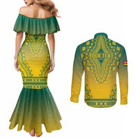 Personalized Togo African Dashiki Couples Matching Mermaid Dress and Long Sleeve Button Shirt - Wonder Print Shop