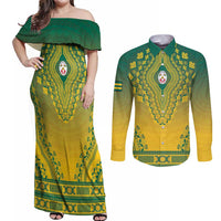 Personalized Togo African Dashiki Couples Matching Off Shoulder Maxi Dress and Long Sleeve Button Shirt - Wonder Print Shop