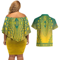 Personalized Togo African Dashiki Couples Matching Off Shoulder Short Dress and Hawaiian Shirt - Wonder Print Shop