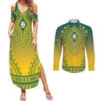 Personalized Togo African Dashiki Couples Matching Summer Maxi Dress and Long Sleeve Button Shirt - Wonder Print Shop