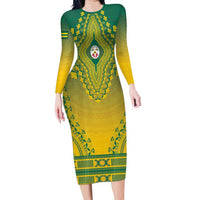 Personalized Togo African Dashiki Long Sleeve Bodycon Dress - Wonder Print Shop