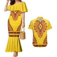 Personalized Uganda African Dashiki Couples Matching Mermaid Dress and Hawaiian Shirt - Wonder Print Shop