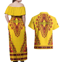 Personalized Uganda African Dashiki Couples Matching Off Shoulder Maxi Dress and Hawaiian Shirt - Wonder Print Shop