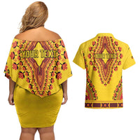 Personalized Uganda African Dashiki Couples Matching Off Shoulder Short Dress and Hawaiian Shirt - Wonder Print Shop