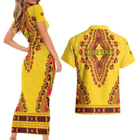 Personalized Uganda African Dashiki Couples Matching Short Sleeve Bodycon Dress and Hawaiian Shirt - Wonder Print Shop