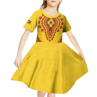 Personalized Uganda African Dashiki Kid Short Sleeve Dress - Wonder Print Shop