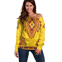 Personalized Uganda African Dashiki Off Shoulder Sweater - Wonder Print Shop
