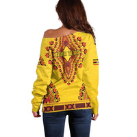 Personalized Uganda African Dashiki Off Shoulder Sweater - Wonder Print Shop