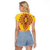 Personalized Uganda African Dashiki Raglan Cropped T Shirt - Wonder Print Shop