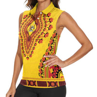 Personalized Uganda African Dashiki Women Sleeveless Polo Shirt - Wonder Print Shop