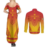 Personalized Zimbabwe African Dashiki Couples Matching Summer Maxi Dress and Long Sleeve Button Shirt - Wonder Print Shop