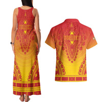 Personalized Zimbabwe African Dashiki Couples Matching Tank Maxi Dress and Hawaiian Shirt - Wonder Print Shop