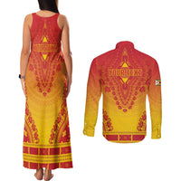 Personalized Zimbabwe African Dashiki Couples Matching Tank Maxi Dress and Long Sleeve Button Shirt - Wonder Print Shop