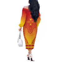Personalized Zimbabwe African Dashiki Off The Shoulder Long Sleeve Dress - Wonder Print Shop