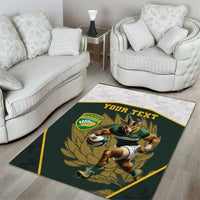 South Africa Rugby Personalised Area Rug Springboks Mascot With King Protea - African Pattern - Wonder Print Shop