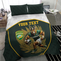 South Africa Rugby Personalised Bedding Set Springboks Mascot With King Protea - African Pattern - Wonder Print Shop