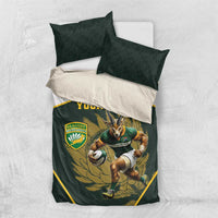 South Africa Rugby Personalised Bedding Set Springboks Mascot With King Protea - African Pattern - Wonder Print Shop