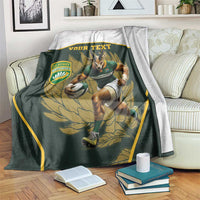 South Africa Rugby Personalised Blanket Springboks Mascot With King Protea - African Pattern