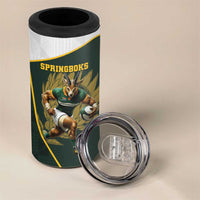 South Africa Rugby Personalised 4 in 1 Can Cooler Tumbler Springboks Mascot With King Protea - African Pattern - Wonder Print Shop