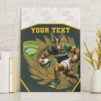 South Africa Rugby Personalised Canvas Wall Art Springboks Mascot With King Protea - African Pattern - Wonder Print Shop