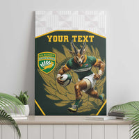 South Africa Rugby Personalised Canvas Wall Art Springboks Mascot With King Protea - African Pattern - Wonder Print Shop