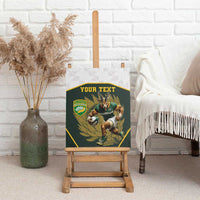 South Africa Rugby Personalised Canvas Wall Art Springboks Mascot With King Protea - African Pattern - Wonder Print Shop