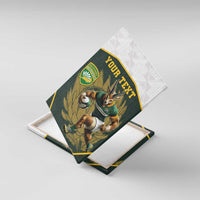 South Africa Rugby Personalised Canvas Wall Art Springboks Mascot With King Protea - African Pattern - Wonder Print Shop