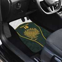 South Africa Rugby Personalised Car Mats Springboks Mascot With King Protea - African Pattern - Wonder Print Shop
