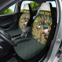 South Africa Rugby Personalised Car Seat Cover Springboks Mascot With King Protea - African Pattern - Wonder Print Shop