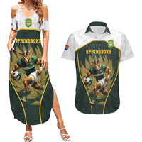 South Africa Rugby Personalised Couples Matching Summer Maxi Dress and Hawaiian Shirt Springboks Mascot With King Protea - African Pattern - Wonder Print Shop