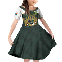 South Africa Rugby Personalised Family Matching Off Shoulder Short Dress and Hawaiian Shirt Springboks Mascot With King Protea - African Pattern - Wonder Print Shop