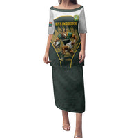 South Africa Rugby Personalised Family Matching Puletasi and Hawaiian Shirt Springboks Mascot With King Protea - African Pattern - Wonder Print Shop