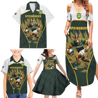 South Africa Rugby Personalised Family Matching Summer Maxi Dress and Hawaiian Shirt Springboks Mascot With King Protea - African Pattern - Wonder Print Shop