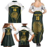 South Africa Rugby Personalised Family Matching Summer Maxi Dress and Hawaiian Shirt Springboks Mascot With King Protea - African Pattern - Wonder Print Shop
