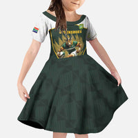 South Africa Rugby Personalised Family Matching Tank Maxi Dress and Hawaiian Shirt Springboks Mascot With King Protea - African Pattern - Wonder Print Shop