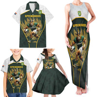 South Africa Rugby Personalised Family Matching Tank Maxi Dress and Hawaiian Shirt Springboks Mascot With King Protea - African Pattern - Wonder Print Shop