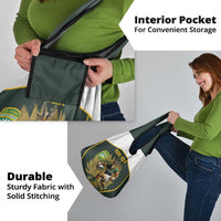 South Africa Rugby Personalised Grocery Bag Springboks Mascot With King Protea - African Pattern