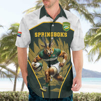 South Africa Rugby Personalised Hawaiian Shirt Springboks Mascot With King Protea - African Pattern - Wonder Print Shop
