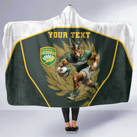 South Africa Rugby Personalised Hooded Blanket Springboks Mascot With King Protea - African Pattern