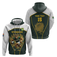 South Africa Rugby Personalised Hoodie Springboks Mascot With King Protea - African Pattern - Wonder Print Shop