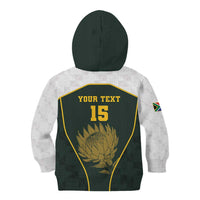South Africa Rugby Personalised Kid Hoodie Springboks Mascot With King Protea - African Pattern - Wonder Print Shop