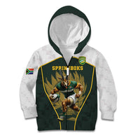South Africa Rugby Personalised Kid Hoodie Springboks Mascot With King Protea - African Pattern - Wonder Print Shop