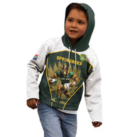 South Africa Rugby Personalised Kid Hoodie Springboks Mascot With King Protea - African Pattern - Wonder Print Shop