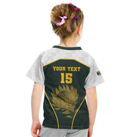 South Africa Rugby Personalised Kid T Shirt Springboks Mascot With King Protea - African Pattern - Wonder Print Shop
