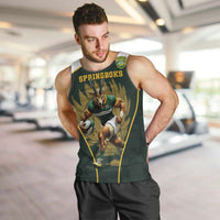 South Africa Rugby Personalised Men Tank Top Springboks Mascot With King Protea - African Pattern - Wonder Print Shop